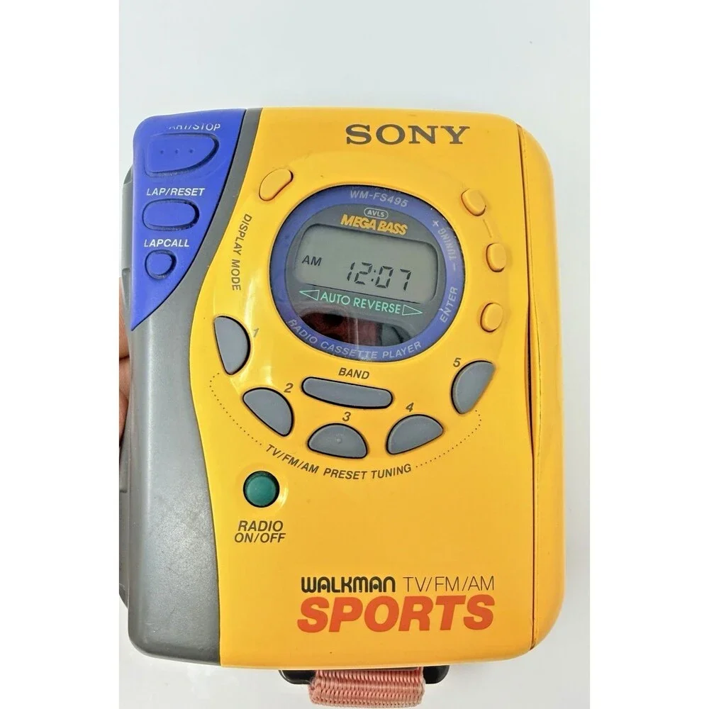 Sony WM-FS495 Walkman Sports AM FM Cassette Player Original Headset Needs Belt